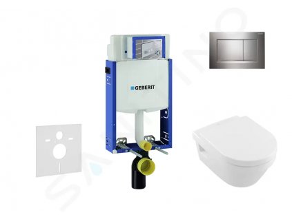 Geberit 110.302.00.5 NB6 - Modul pro závěsné WC s tlačítkem Sigma20, lesklý chrom/chrom mat + Villeroy Boch - WC a sedátko, DirectFlush, SoftClose, CeramicPlus