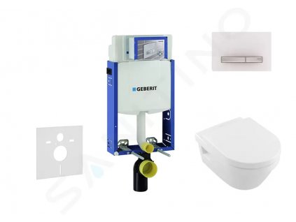 Geberit 110.302.00.5 NB8 - Modul pro závěsné WC s tlačítkem Sigma50, alpská bílá + Villeroy Boch - WC a sedátko, DirectFlush, SoftClose, CeramicPlus