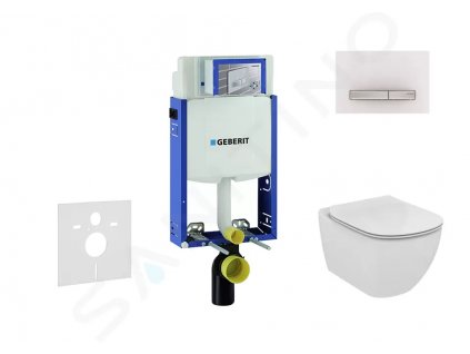 Geberit 110.302.00.5 NF8 - Modul pro závěsné WC s tlačítkem Sigma50, alpská bílá + Ideal Standard Tesi - WC a sedátko