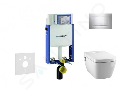 Geberit 110.302.00.5 NT6 - Modul pro závěsné WC s tlačítkem Sigma20, lesklý chrom/chrom mat + Tece One - sprchovací toaleta a sedátko, Rimless, SoftClose