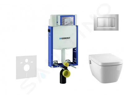 Geberit 110.302.00.5 NT7 - Modul pro závěsné WC s tlačítkem Sigma20, matný chrom/chrom + Tece One - sprchovací toaleta a sedátko, Rimless, SoftClose