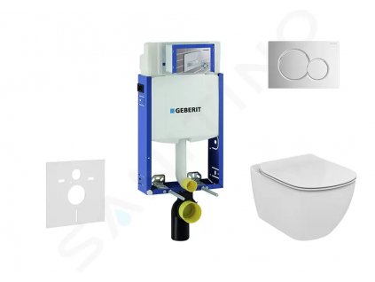 Geberit 110.302.00.5 NU2 - Modul pro závěsné WC s tlačítkem Sigma01, lesklý chrom + Ideal Standard Tesi - WC a sedátko, Aquablade, SoftClose