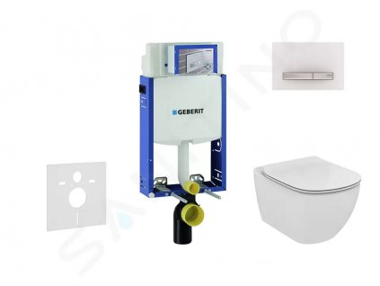 Geberit 110.302.00.5 NU8 - Modul pro závěsné WC s tlačítkem Sigma50, alpská bílá + Ideal Standard Tesi - WC a sedátko, Aquablade, SoftClose