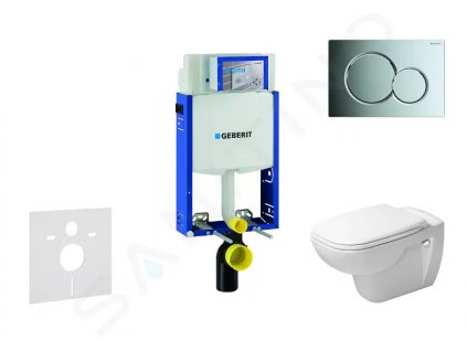 Geberit 110.302.00.5 NH2 - Modul pro závěsné WC s tlačítkem Sigma01, lesklý chrom + Duravit D-Code - WC a sedátko, Rimless, SoftClose