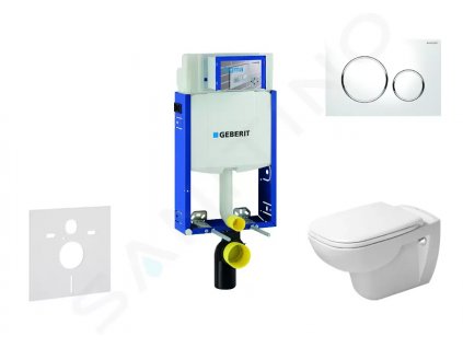 Geberit 110.302.00.5 NH4 - Modul pro závěsné WC s tlačítkem Sigma20, bílá/lesklý chrom + Duravit D-Code - WC a sedátko, Rimless, SoftClose