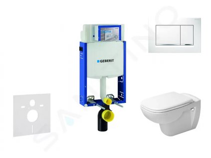 Geberit 110.302.00.5 NH5 - Modul pro závěsné WC s tlačítkem Sigma20, bílá/lesklý chrom + Duravit D-Code - WC a sedátko, Rimless, SoftClose