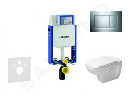 Geberit 110.302.00.5 NH6 - Modul pro závěsné WC s tlačítkem Sigma30, lesklý chrom/chrom mat + Duravit D-Code - WC a sedátko, Rimless, SoftClose