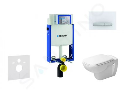 Geberit 110.302.00.5 NH8 - Modul pro závěsné WC s tlačítkem Sigma50, alpská bílá + Duravit D-Code - WC a sedátko, Rimless, SoftClose