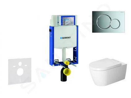 Geberit 110.302.00.5 NM2 - Modul pro závěsné WC s tlačítkem Sigma01, lesklý chrom + Duravit ME by Starck - WC a sedátko, Rimless, SoftClose