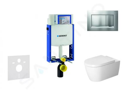 Geberit 110.302.00.5 NM7 - Modul pro závěsné WC s tlačítkem Sigma20, matný chrom/chrom + Duravit ME by Starck - WC a sedátko, Rimless, SoftClose