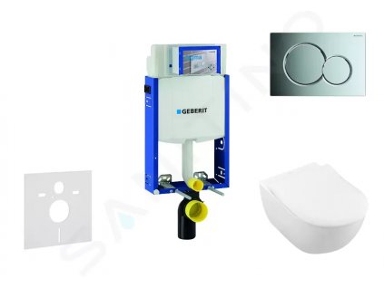Geberit 110.302.00.5 NI2 - Modul pro závěsné WC s tlačítkem Sigma01, lesklý chrom + Villeroy Boch - WC a sedátko, DirectFlush, SoftClose, CeramicPlus