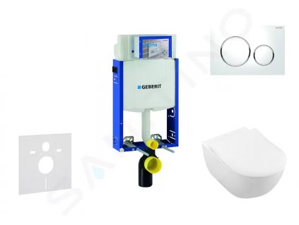 Geberit 110.302.00.5 NI4 - Modul pro závěsné WC s tlačítkem Sigma20, bílá/lesklý chrom + Villeroy Boch - WC a sedátko, DirectFlush, SoftClose, CeramicPlus