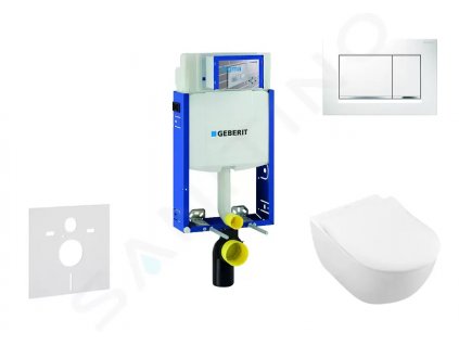Geberit 110.302.00.5 NI5 - Modul pro závěsné WC s tlačítkem Sigma30, bílá/lesklý chrom + Villeroy Boch - WC a sedátko, DirectFlush, SoftClose, CeramicPlus