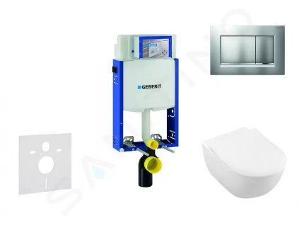 Geberit 110.302.00.5 NI7 - Modul pro závěsné WC s tlačítkem Sigma30, matný chrom/chrom + Villeroy Boch - WC a sedátko, DirectFlush, SoftClose, CeramicPlus