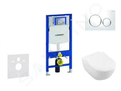 Geberit 111.300.00.5 NI4 - Modul pro závěsné WC s tlačítkem Sigma20, bílá/lesklý chrom + Villeroy Boch - WC a sedátko, DirectFlush, SoftClose, CeramicPlus