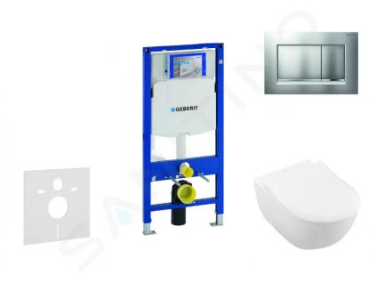 Geberit 111.300.00.5 NI7 - Modul pro závěsné WC s tlačítkem Sigma30, matný chrom/chrom + Villeroy Boch - WC a sedátko, DirectFlush, SoftClose, CeramicPlus