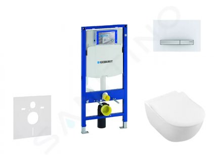 Geberit 111.300.00.5 NI8 - Modul pro závěsné WC s tlačítkem Sigma50, alpská bílá + Villeroy Boch - WC a sedátko, DirectFlush, SoftClose, CeramicPlus