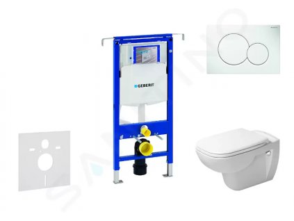 Geberit 111.355.00.5 NH1 - Modul pro závěsné WC s tlačítkem Sigma01, alpská bílá + Duravit D-Code - WC a sedátko, Rimless, SoftClose