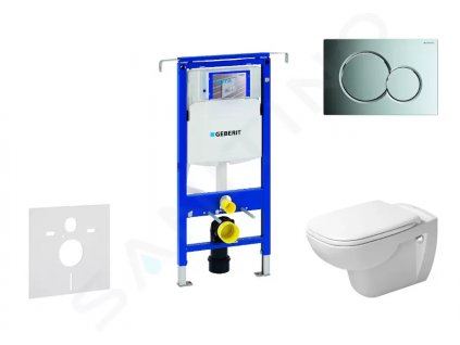 Geberit 111.355.00.5 NH2 - Modul pro závěsné WC s tlačítkem Sigma01, lesklý chrom + Duravit D-Code - WC a sedátko, Rimless, SoftClose