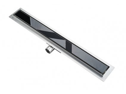Černý skleněný sprchový kanálek Black Glass 80 - černý lineární žlab tělo nerez/rošt černé sklo 80 cm obrázek č.: 1