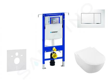Geberit 111.355.00.5 NI5 - Modul pro závěsné WC s tlačítkem Sigma30, bílá/lesklý chrom + Villeroy Boch - WC a sedátko, DirectFlush, SoftClose, CeramicPlus