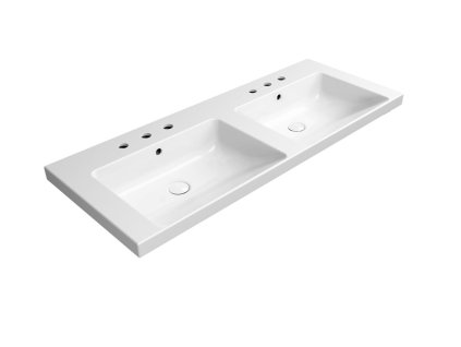 NORM keramické dvojumyvadlo 125x50cm, 3 otvory, bílá ExtraGlaze
