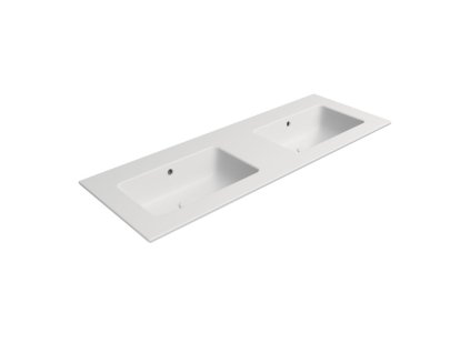 PURA keramické dvojumyvadlo Slim 122x46cm, bez otvoru, bílá mat
