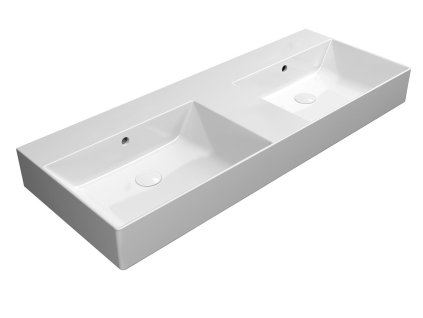 KUBE X keramické dvojumyvadlo 120x47cm, bez otvoru, bílá ExtraGlaze
