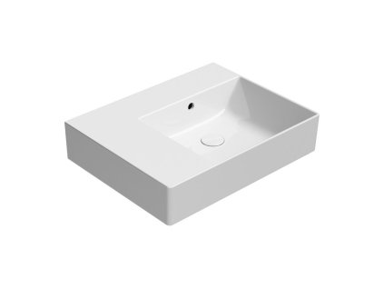 KUBE X keramické umyvadlo 60x47cm, s odkládací plochou vlevo, bez otvoru, bílá ExtraGlaze