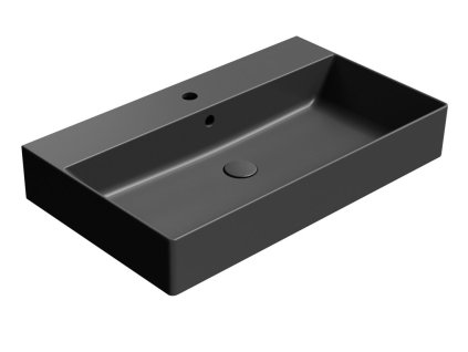 KUBE X keramické umyvadlo 80x47cm, broušená spodní hrana, černá mat