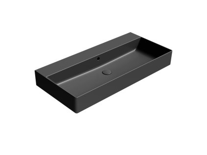 KUBE X keramické umyvadlo 100x47cm, broušená spodní hrana, bez otvoru, černá mat