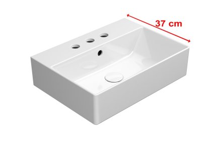 KUBE X keramické umyvadlo 50x37cm, broušená spodní hrana, 3 otvory, bílá ExtraGlaze