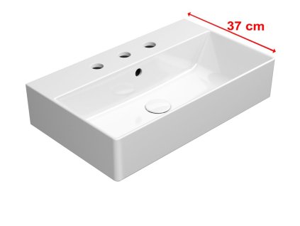 KUBE X keramické umyvadlo 60x37cm, broušená spodní hrana, 3 otvory, bílá ExtraGlaze