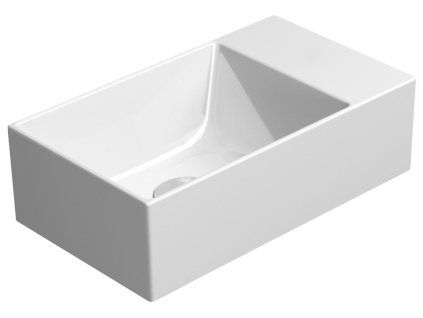 KUBE X keramické umývátko 40x23cm, broušená spodní hrana, bez otvoru, pravé/levé, bílá mat