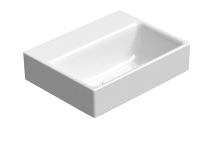 NUBES keramické umývátko 36x28cm, broušená spodní hrana, bez otvoru, bílá ExtraGlaze