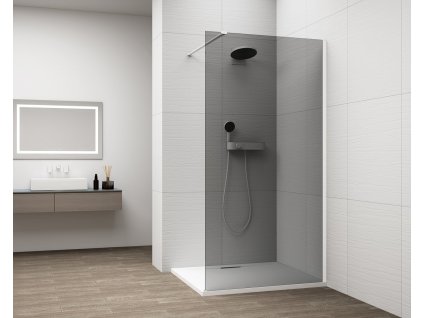 ESCA WHITE MATT jednodílná sprchová zástěna k instalaci ke stěně, kouřové sklo, 1000 mm
