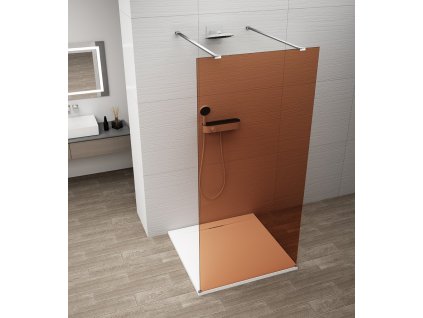 ESCA CHROME jednodílná sprchová zástěna do prostoru, sklo Marron, 1100 mm
