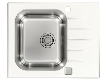 Alveus ALTONE 10 bílá- sklo 600x500 mm - F Skleněný obdélníkový dřez Dřez s odkládací plochou ROZBALENO