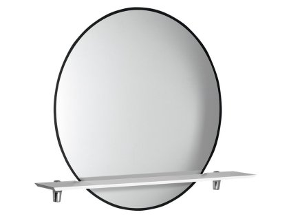 SHARON kulaté zrcadlo s LED podsvícením a s policí ø 80cm, černá mat ((E28904CI-01)