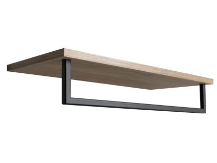 SKA polička na ručníky s hrazdou 600x250mm, dub/černá mat