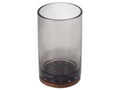 FIGO sklenka na postavení, kouřové sklo/dřevo