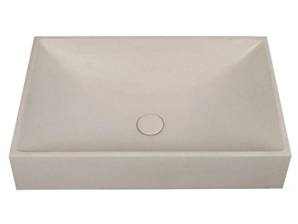 TARANT betonové umyvadlo včetně výpusti, 58x36cm, bílý pískovec