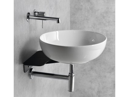 TETRIS umyvadlo s konzolí pro podomítkovou baterii, černá mat