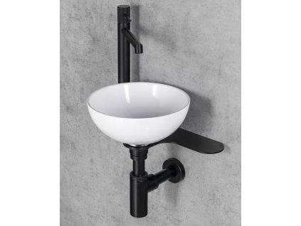 TETRIS umyvadlo s konzolí pro stojánkovou baterii vlevo, černá mat