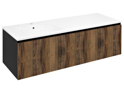 LOREA skříňka s umyvadlem 141x46x51,5cm (70+70cm), levá, dub collingwood/černá mat