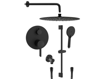 ICONIC podomítkový sprchový set s pákovou baterií, 2 výstupy, posuvný držák sprchy, černá mat