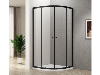 ARLETA BLACK čtvrtkruhová sprchová zástěna 800x800mm, čiré sklo