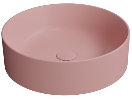 KUBE X keramické umyvadlo na desku, průměr 45cm, blush mat