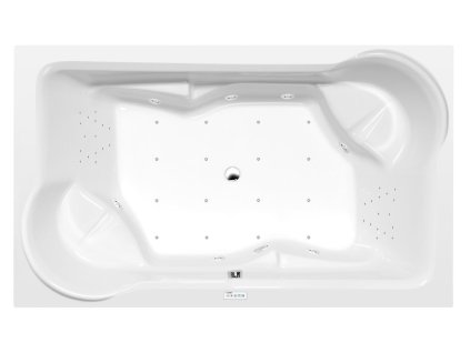 DUO hydromasážní vana, 200x120x45cm, Highline Hydro-Air, chrom