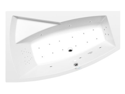 EVIA L hydromasážní vana, 170x100x47cm, Highline Hydro-Air, chrom